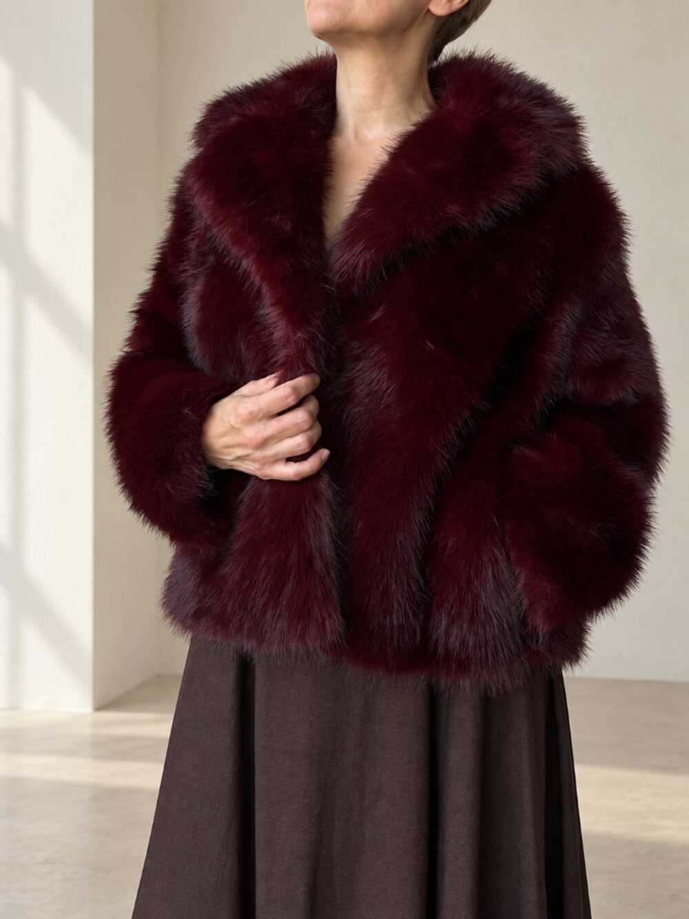 M x MILLY Burgundy Faux Fur Jacket Size M NWT Short Plush Coat